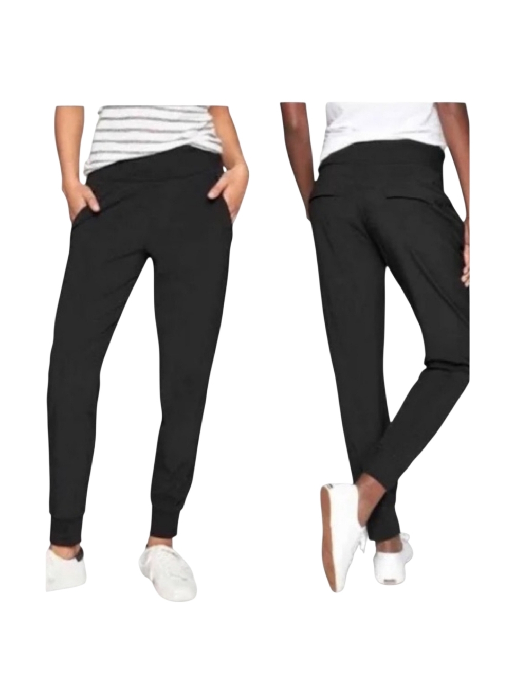 Athleta Soho Jogger Pants Black Sz 4 Stretch Active Sports Travel